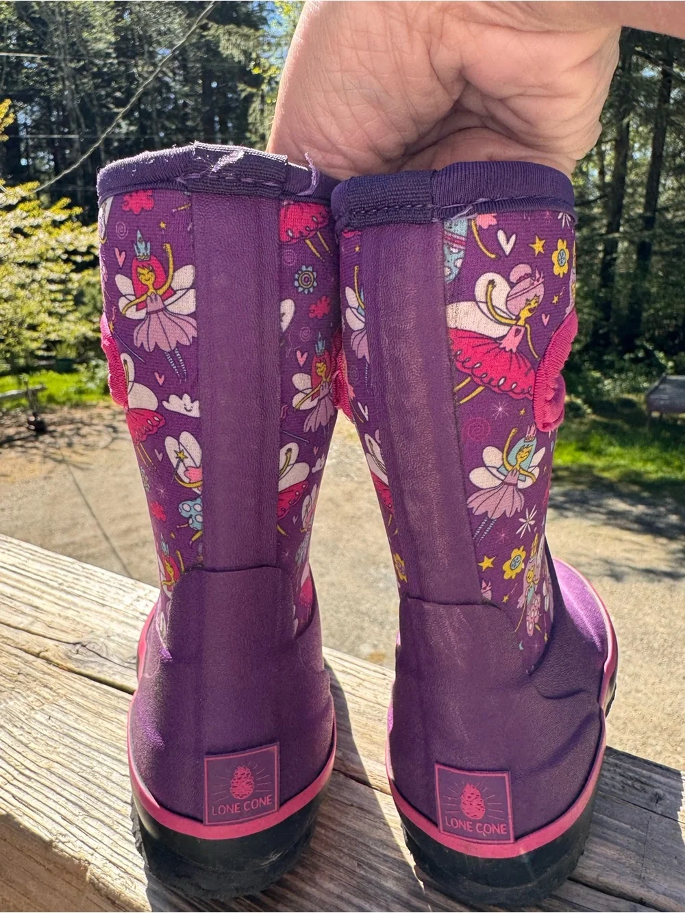 Kids Waterproof Purple Rain & Snow Boots with Pink Accents